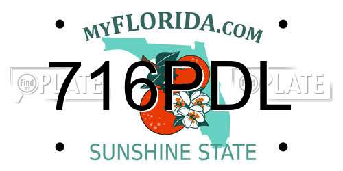 716PDL Florida License Plate