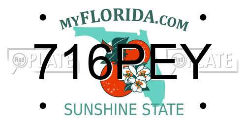 716PEY Florida License Plate