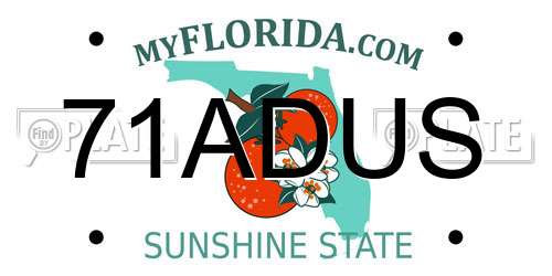 71ADUS Florida License Plate