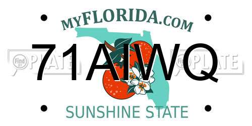 71AIWQ Florida License Plate