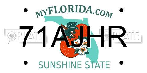 71AJHR Florida License Plate