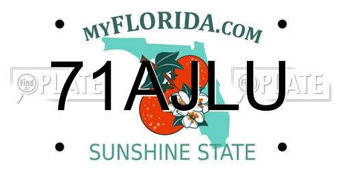 71AJLU Florida License Plate
