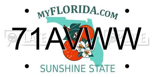 71AVWW Florida License Plate