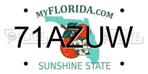 71AZUW Florida License Plate