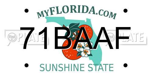 71BAAF Florida License Plate
