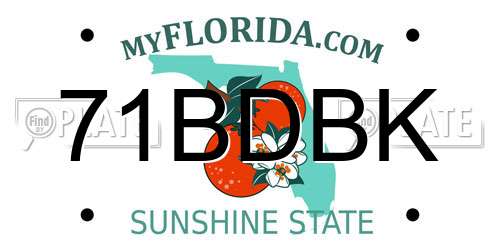 71BDBK Florida License Plate