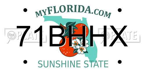 71BHHX Florida License Plate