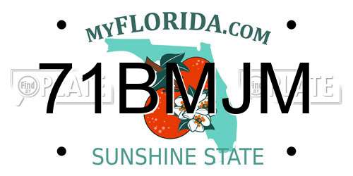 71BMJM Florida License Plate