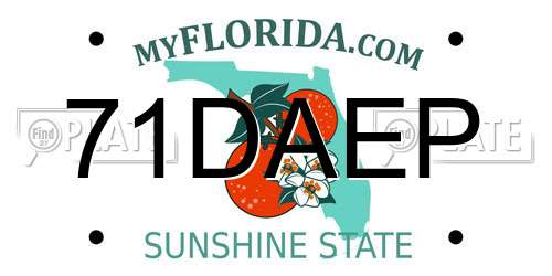 71DAEP Florida License Plate
