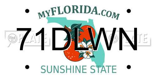 71DLWN Florida License Plate