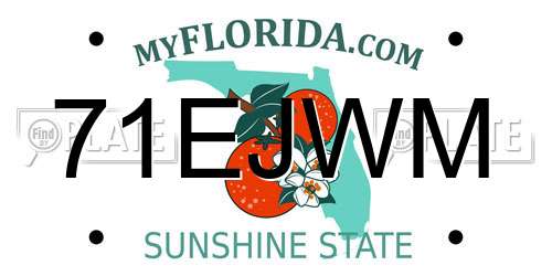 71EJWM Florida License Plate