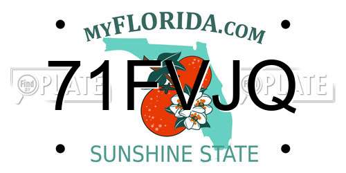 71FVJQ Florida License Plate