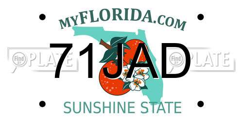 71JAD Florida License Plate