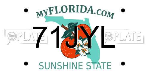 71JYL Florida License Plate