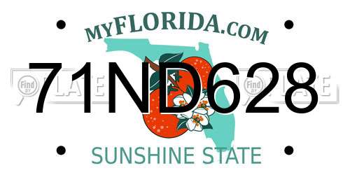 71ND628 Florida License Plate