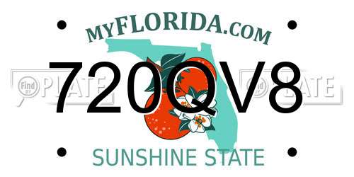 720QV8 Florida License Plate