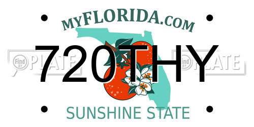 720THY Florida License Plate