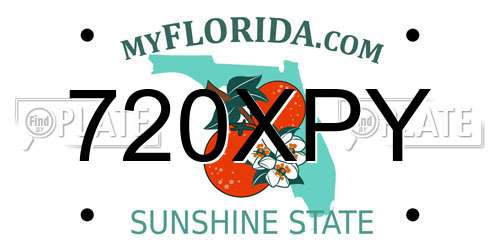 720XPY Florida License Plate