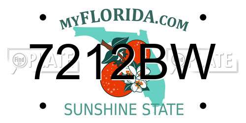 7212BW Florida License Plate