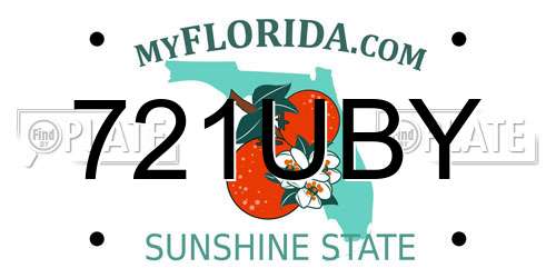 721UBY Florida License Plate
