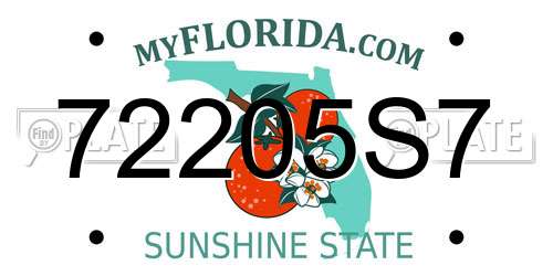 72205S7 Florida License Plate