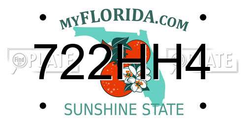 722HH4 Florida License Plate