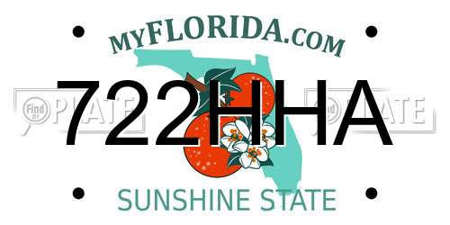 722HHA Florida License Plate