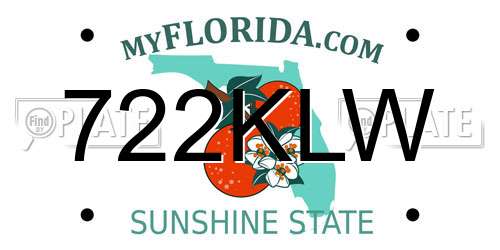 722KLW Florida License Plate