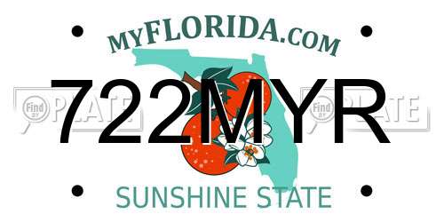 722MYR Florida License Plate