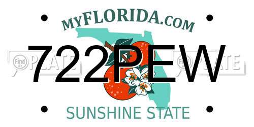 722PEW Florida License Plate