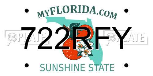 722RFY Florida License Plate