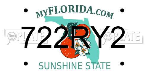 722RY2 Florida License Plate