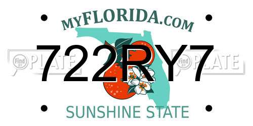 722RY7 Florida License Plate