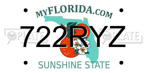 722RYZ Florida License Plate