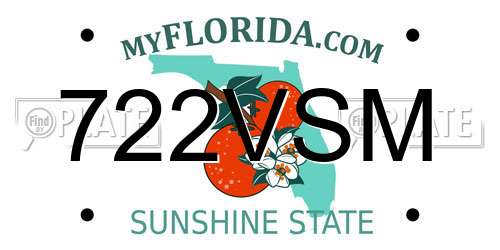 722VSM Florida License Plate