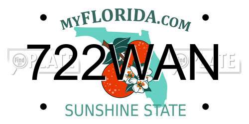 722WAN Florida License Plate