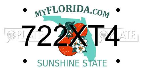 722XT4 Florida License Plate