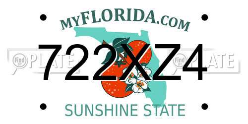 722XZ4 Florida License Plate