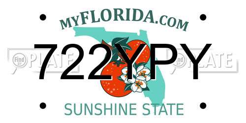 722YPY Florida License Plate