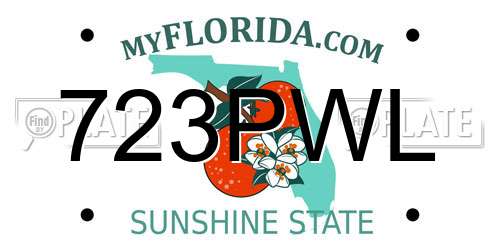 723PWL Florida License Plate