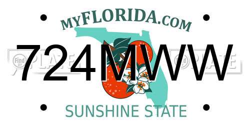 724MWW Florida License Plate
