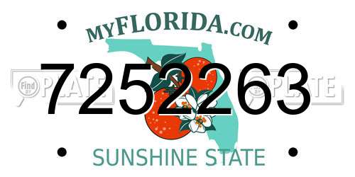 7252263 Florida License Plate