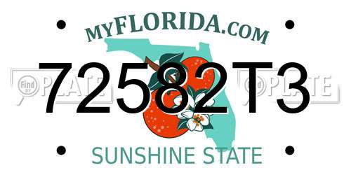 72582T3 Florida License Plate