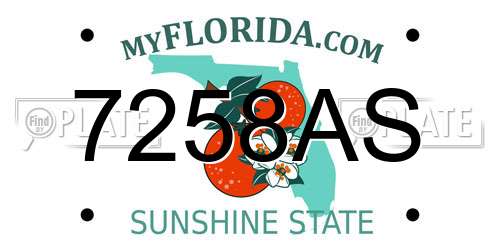 7258AS Florida License Plate