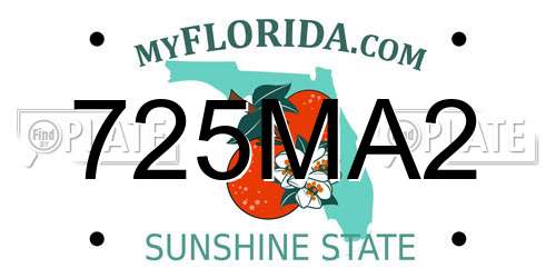 725MA2 Florida License Plate