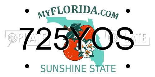725YOS Florida License Plate