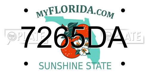 7265DA Florida License Plate