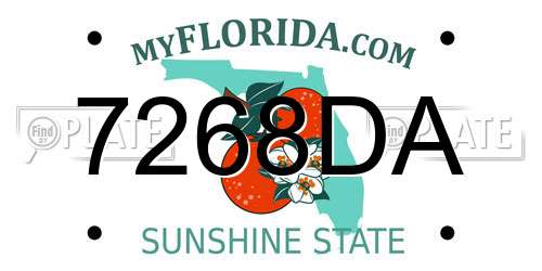7268DA Florida License Plate