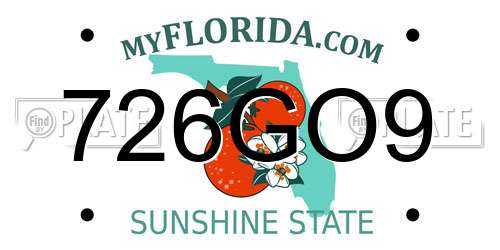 726GO9 Florida License Plate