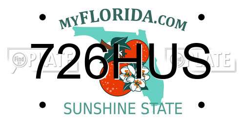 726HUS Florida License Plate